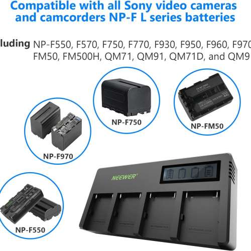 Neewer NP-F750 Battery  with 4-Bay Charger Kit For Sony (5600mAh) 代用鋰電池連...