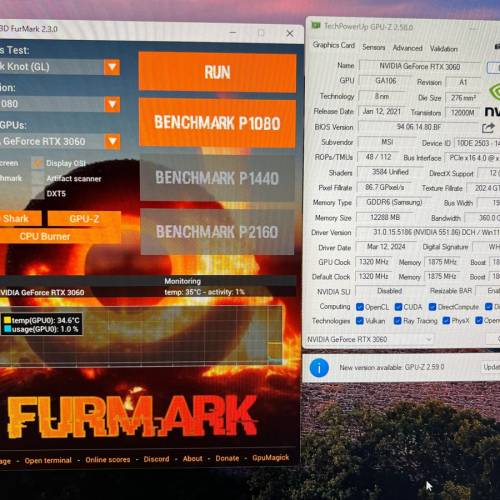 MSI RTX3060 ventus 3x oc 12GB DDR6