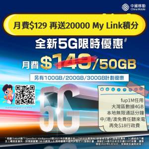 最新CMHK 5G 50GB期後限速任用⏳快閃優惠⏰