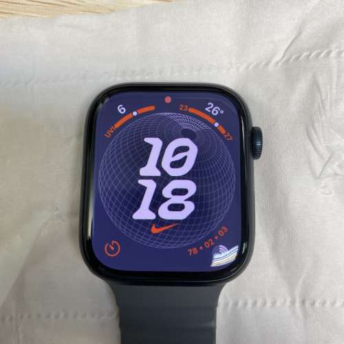 Apple watch 8 45mm 黑色（由day one 開始有戴全包保護殼，斜著看都睇唔出瑕疵）