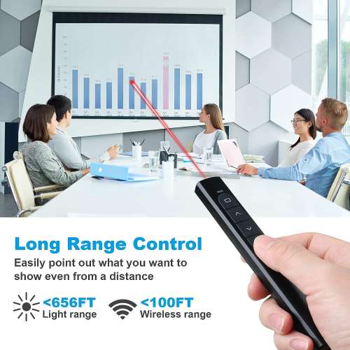 2-In-1 Presenter + Laser Pointer (Red Light Beam) - Compatible w/Windows or Mac