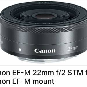 全新 Canon EF-M 22mm f2 STM (拆 kit 鏡) - 全新水貨