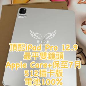 (荃灣實體店🥰apple Care+) APPLE ipad Pro 12.9 2020 512gb wifi+Cellular 插卡版