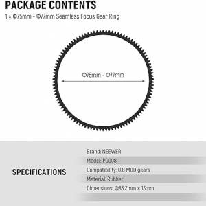 NEEWER PG008 0.8 MOD Seamless Follow Focus Gear Ring - 75-77mm