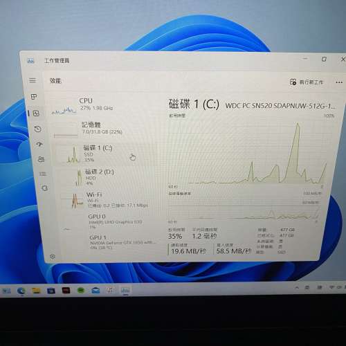 賣msi GF63-9SC 32G Ram,512ssd+1tb hdd