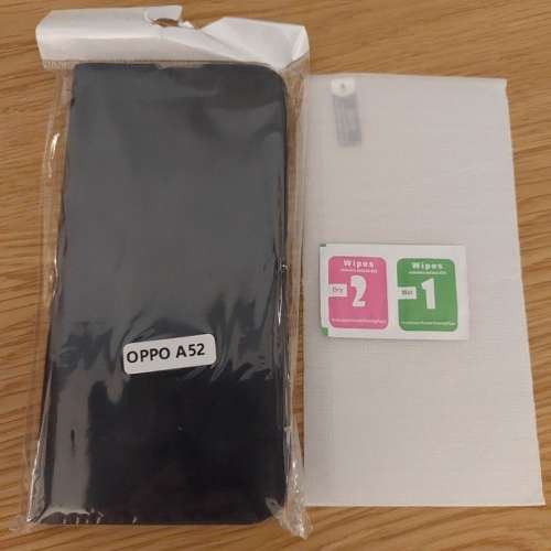 Oppo a52全新手機套黑色＋螢幕保護貼 smart mobile phone case and screen protect...