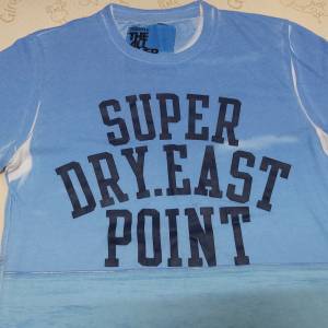 全新粉藍色Super Dry. East Point英文字短袖T-Shirt 上衣 T恤 襯衫 襯衣 tee恤 短袖衫