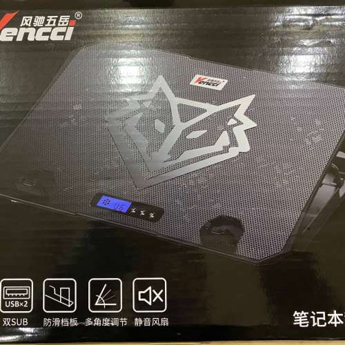 全新 Vencci 六風扇鐵網顯示 颶風 藍光 散熱座 風馳五岳筆電散熱器手提電腦增高支架...