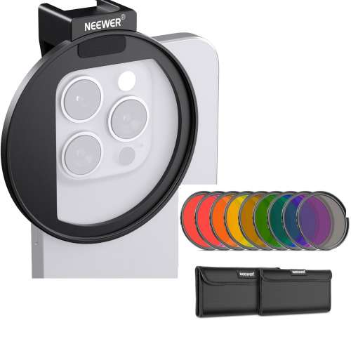 NEEWER 67mm Phone Filter Mount Threaded Lens Filter Clip With 9-Pack Full Color