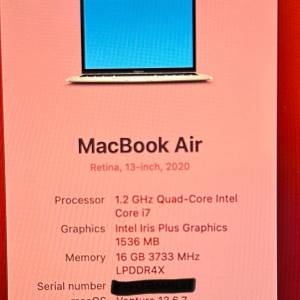 95% NEW MacBook Air 13 2020