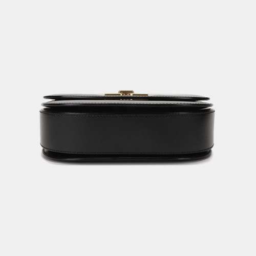 女式B-Chain手提單肩斜挎包黑色馬鞍包牛皮