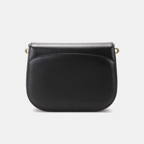 女式B-Chain手提單肩斜挎包黑色馬鞍包牛皮