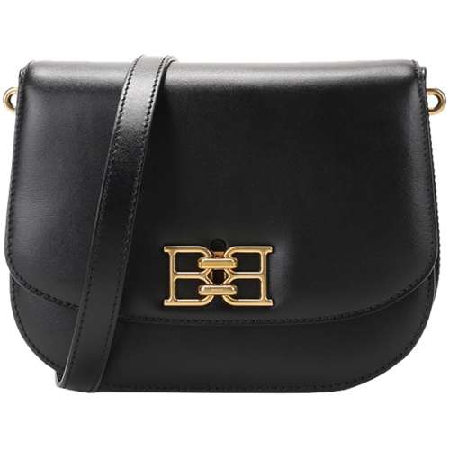 女式B-Chain手提單肩斜挎包黑色馬鞍包牛皮