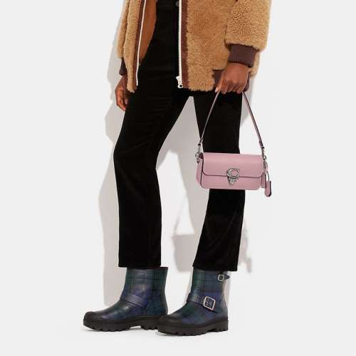 女式Studio C字推鈕翻蓋開合牛皮材質單肩斜挎包