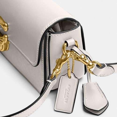 女式Studio C字推鈕翻蓋開合牛皮材質單肩斜挎包