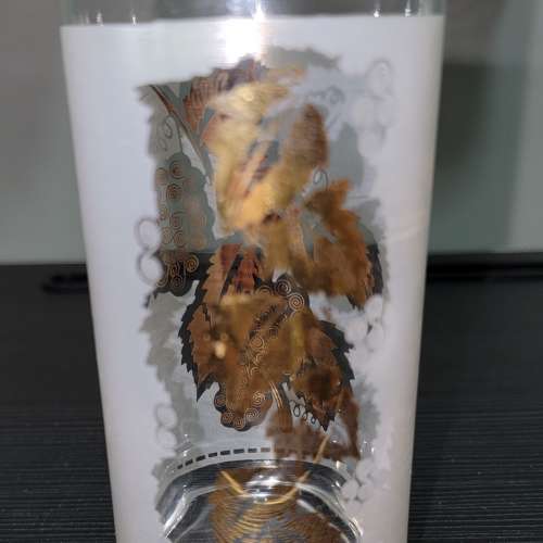 1990年時代 花卉印花圖案 玻璃杯 4隻一套價 裝潢 裝飾品 收藏品 1980's Leaves Lea...