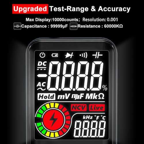 專業數位萬用電錶智慧 9999 EMF 萬能測試儀直流交流電壓電容器歐姆二極體帶電測試...