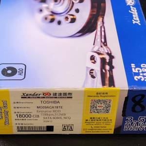 全新行貨 未開封 有單 Toshiba 18T Harddisk HDD SATA 18TB 硬盤 (不是 8T 12T 16T...