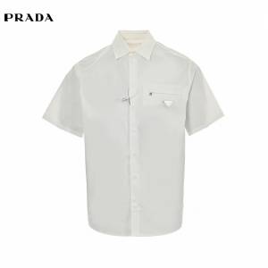 Prada/Prada 24ss 三角標拉鍊口袋短袖襯衫