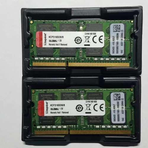 2 pcs of  KINGSTON DDR3 8GB (TOTAL 16 GB) 1600 MHz 1,5V NOTEBOOK RAM