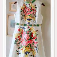 Embellished floral print dress