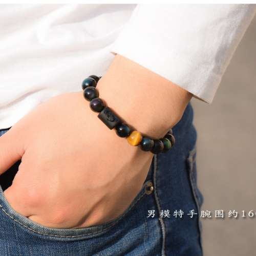 天然黑曜石十二星座手鍊情侶手串男士女生學生12星座手飾