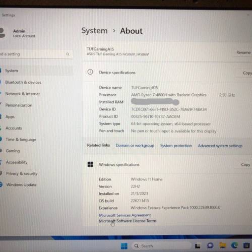 Asus TUF A15 FA506IV (Ryzen 4800H / RTX2060 / 64GB ram / 1TB SSD / Wifi6)