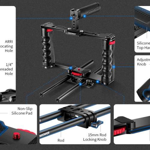 NEEWER VS107 Aluminum Alloy Camera Cage 多功能通用全相機籠 (升級版) - RED