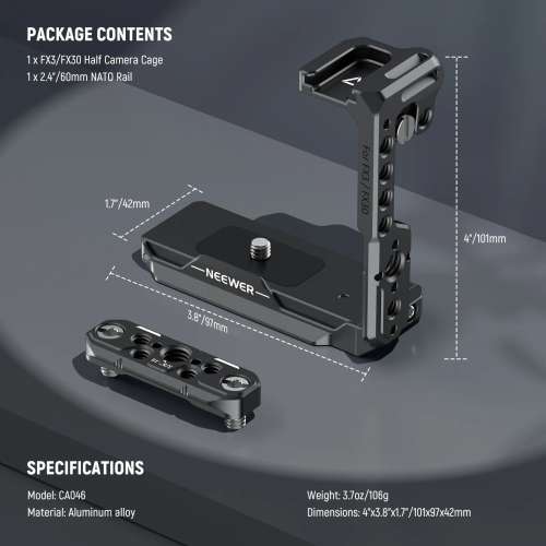 NEEWER CA046 Aluminum Alloy Half Camera Cage For Sony FX3 / FX30