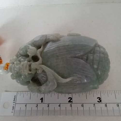 翡翠A玉油青貔貅粟米擺件/手把件約三點五寸.重287克。好工好水頭，辟邪招財有米。...