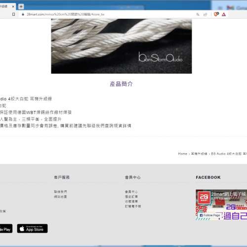 BS Audio 4絞大白蛇 耳機升級線 (99%新)