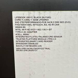 Fujitsu Notebook LIFEBOOK 13.3吋 (2022) (i7-1265U, 32GB+2TB SSD) U9312T70B