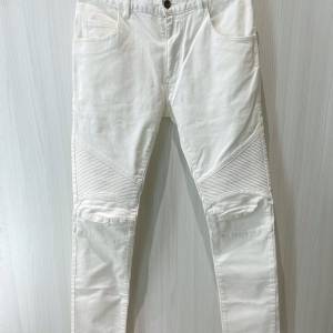 100%全新 日本潮牌 MANIERA Biker Jeans 男裝修身牛仔褲 白色 M碼 Smart Casual