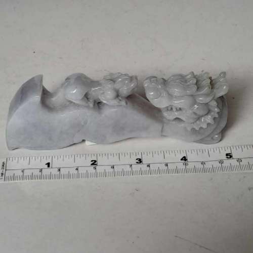 一手兩件翡翠A玉望子成龍擺件，3/5吋，淺紫色調圓滑好水頭，每件原價880元現兩件共...
