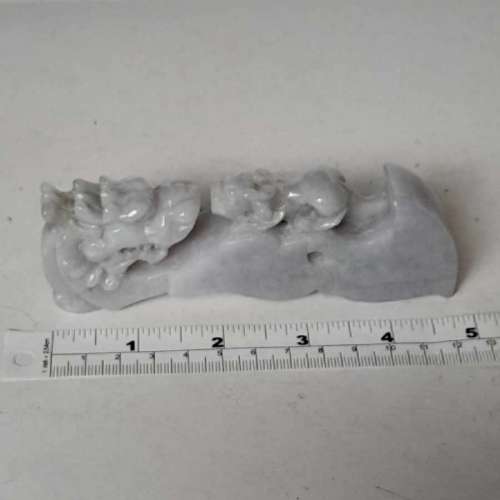 一手兩件翡翠A玉望子成龍擺件，3/5吋，淺紫色調圓滑好水頭，每件原價880元現兩件共...