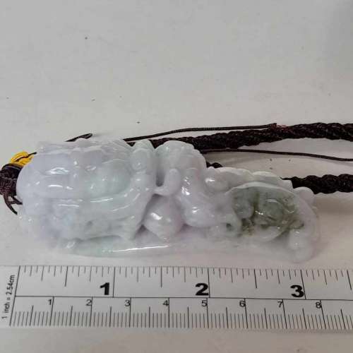 一手兩件翡翠A玉望子成龍擺件，3/5吋，淺紫色調圓滑好水頭，每件原價880元現兩件共...