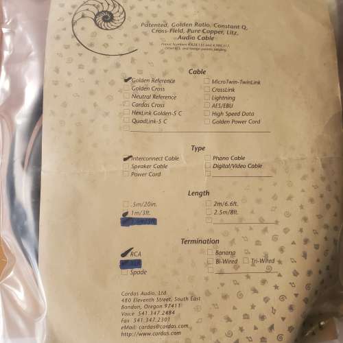Cardas Golden Reference RCA. (1M)