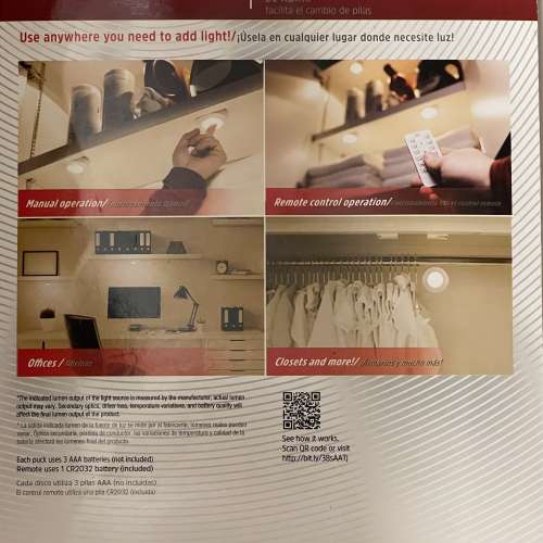 Energizer remote control puck lights 40 lumens