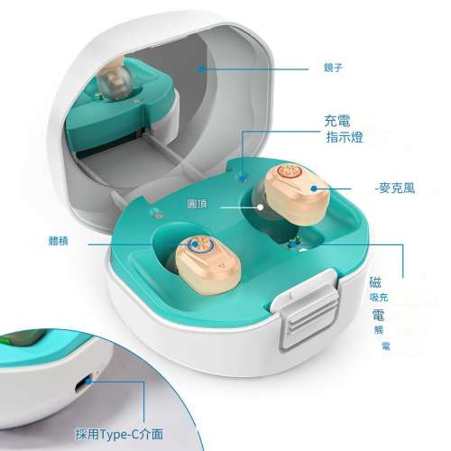 助聽器/擴音器、老年人可充電式降噪助聽器、老年人可充電式助聽器、帶音量控制功能...