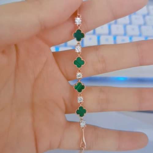 天然孔雀石四葉草手鏈