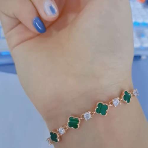 天然孔雀石四葉草手鏈