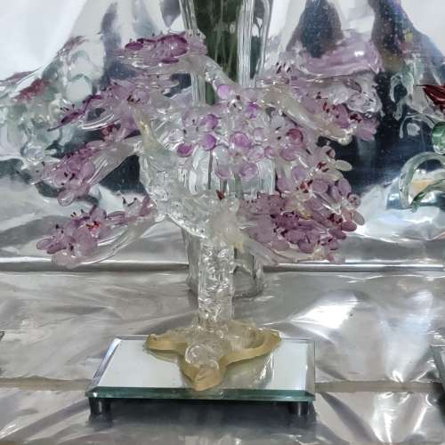 ***3件一套價 1990 年時代 玻璃 花 花卉 裝飾品 配件 Year 1990's Glass Flower Fl...