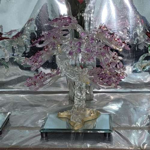 ***3件一套價 1990 年時代 玻璃 花 花卉 裝飾品 配件 Year 1990's Glass Flower Fl...