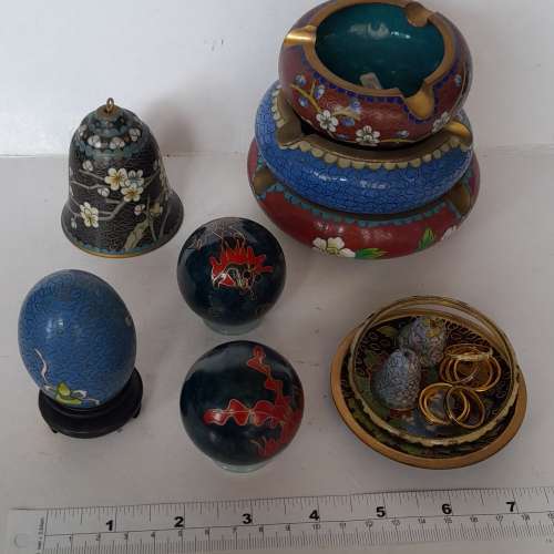 清理古舊景泰藍工藝品存貨北京工，全部貨品如圖顯示共售五百元。收藏珍品，no.10.6.24