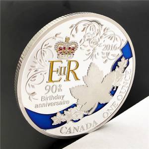 英國倫敦紀念品女皇伊莉莎白90週年紀念幣創意鍍金硬幣刻字定制