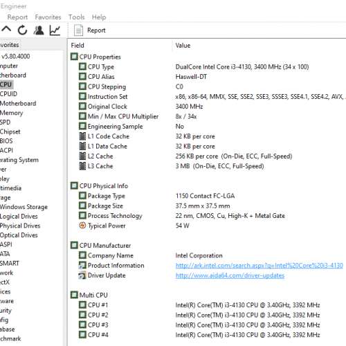 i3-4130 Intel LGA1150 （Socket H3） 3.4Ghz CPU不連散熱風扇