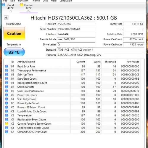 Hitachi 500GB SATA II 3.5" Harddisk（請留意內文）