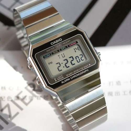 Montres Company香港註冊公司(31年老店) 卡西歐 CASIO 超薄錶殼 不鏽鋼錶帶 黑銀色...