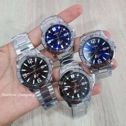 Montres Company香港註冊公司(31年老店) 卡西歐 CASIO 藍水鬼 不鏽鋼錶帶 點字 銀...