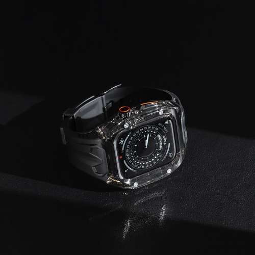 適用Applewatch透明蘋果手錶保護殼套S8/7改裝冰川高級感一體錶帶